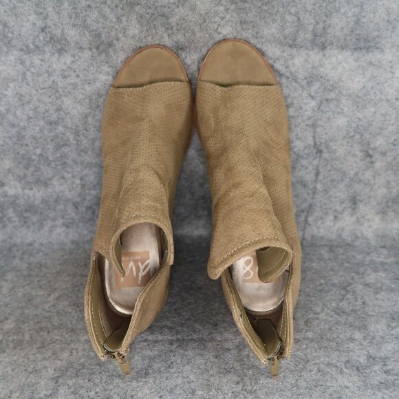 Dolce Vita Shoes Womens 7.5 Bootie Fashion Open Toe Cutout Chunky Heel Olive Zip - Picture 7 of 15